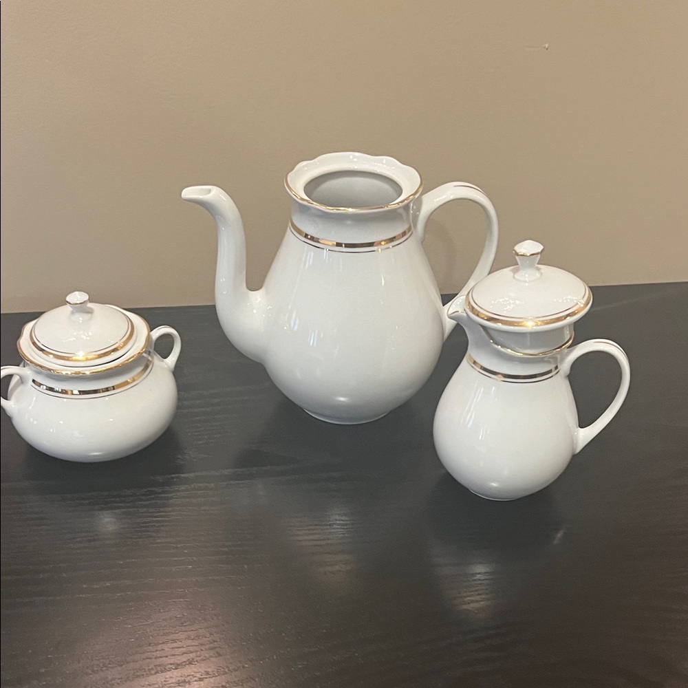 Classic White and Gold Tea Set
